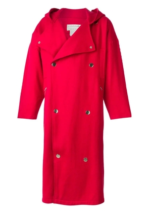 JC de Castelbajac Pre-Owned hooded oversized coat - Red