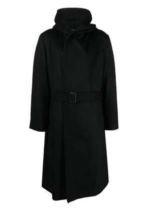 Yohji Yamamoto hooded belted coat - Black