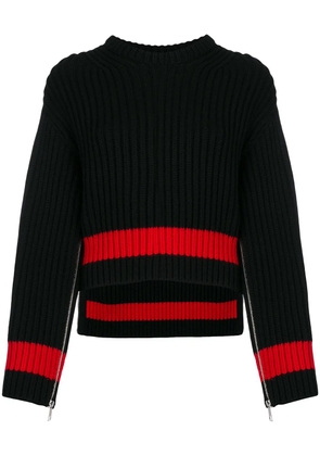 Alexander McQueen zipped sleeves chunky knit sweater - Black
