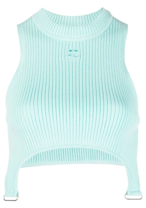Courrèges logo-patch sleeveless top - Blue