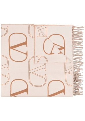 Valentino Garavani VLogo Signature jacquard-knit scarf - Neutrals