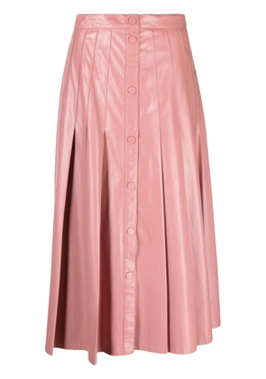 TWINSET faux-leather pleated midi skirt - Pink