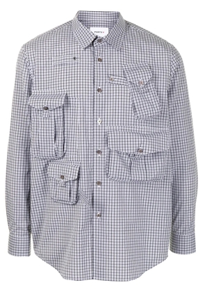 Ports V multi-pocket gingham check shirt - Black
