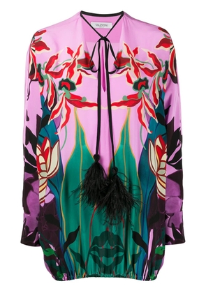 Valentino Garavani feather-embellished Mirrored Orchid Ramage blouse - Pink