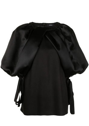 Goen.J balloon-sleeve twisted front top - Black