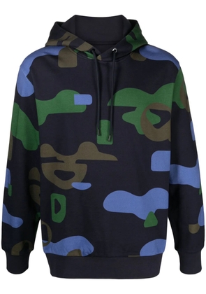 BOSS graphic-print cotton hoodie - Blue