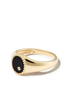 Yvonne Léon 9kt yellow gold onyx and diamond signet ring