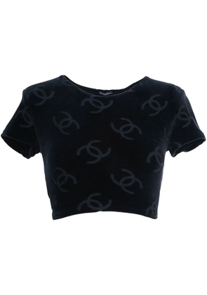 CHANEL Pre-Owned 1990s CC logo-print crop top - Black
