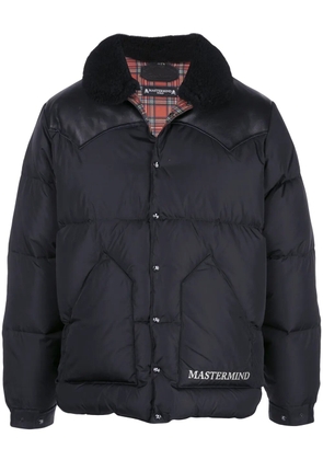 Mastermind Japan leather-panelled puffer coat - Black