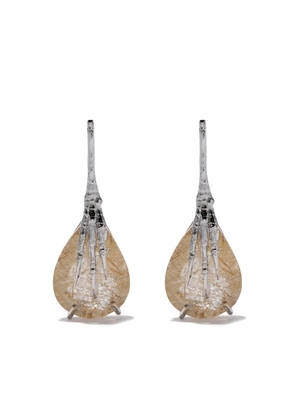 Wouters & Hendrix Gold 18kt gold quartz claw rutilated earrings - Silver