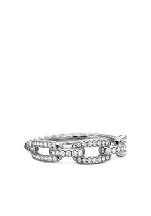 David Yurman 18kt white gold Stax Chain Link diamond ring (4.5mm) - Silver
