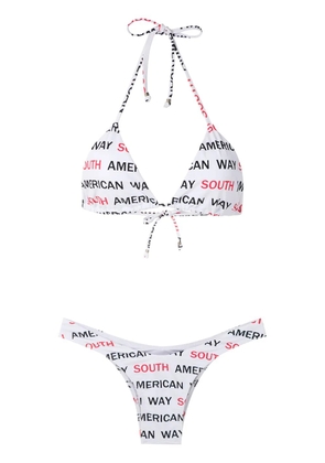 Amir Slama logo print bikini set - White