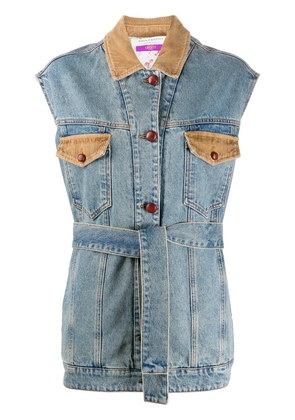 Philosophy Di Lorenzo Serafini corduroy detail sleeveless jacket - Blue