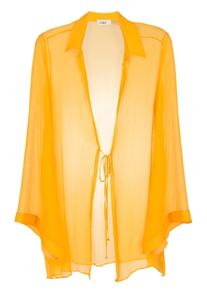 Amir Slama tie-front silk beach cover-up - Yellow