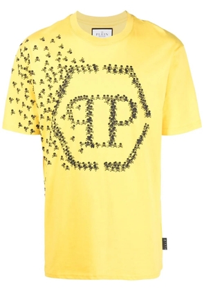 Philipp Plein Skull Bones logo-print T-shirt - Yellow