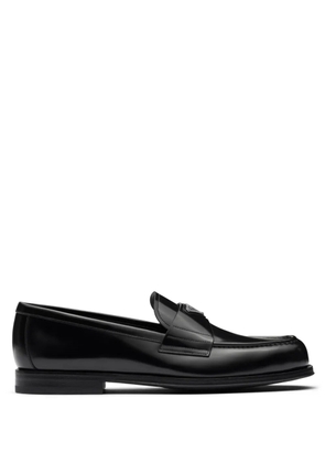 Prada triangle-logo brushed-leather loafers - Black