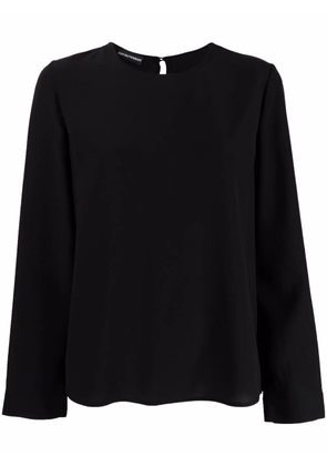 Emporio Armani long-sleeve silk top - Black
