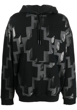 COUNTY OF MILAN geometric-print cotton hoodie - Black