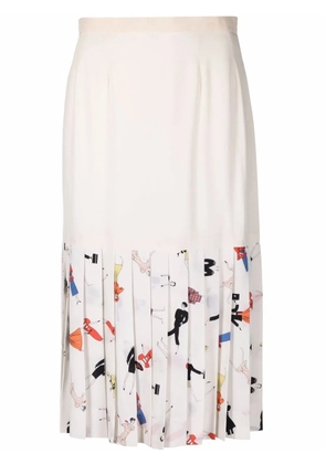 CHANEL Pre-Owned 1990s Mademoiselle print pleated skirt - Neutrals