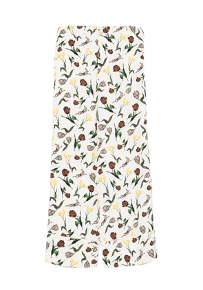 Marni tulips-hares-print trousers - White