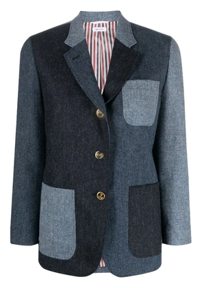Thom Browne patchwork Donegal tweed blazer - Blue