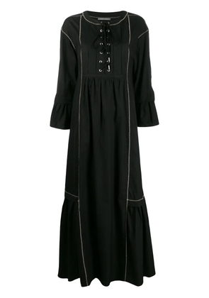 Alberta Ferretti lace-up flared maxi dress - Black