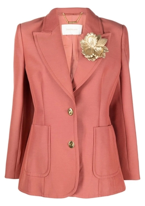 ZIMMERMANN floral-appliqué single-breasted blazer - Pink