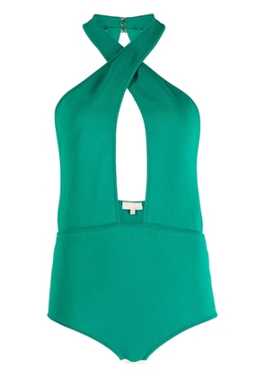 Elie Saab halter keyhole body suit - Green
