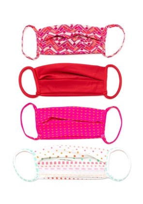 Amir Slama geometric print face masks (pack of 4) - Pink