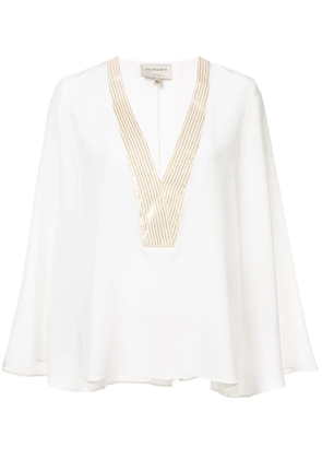 Zeus+Dione striped contrast trim blouse - White