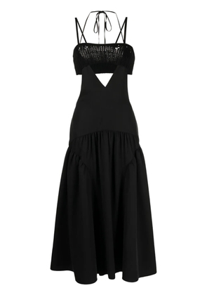 Goen.J layered crochet-top dress - Black