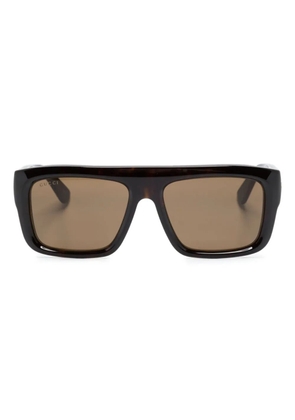 Gucci Eyewear logo-engraved rectangle-frame sunglasses - Brown