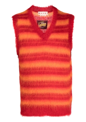 Marni brushed-mohair striped vest - Red