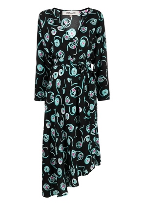 DVF Diane von Furstenberg Eloise faux-wrap midi dress - Black