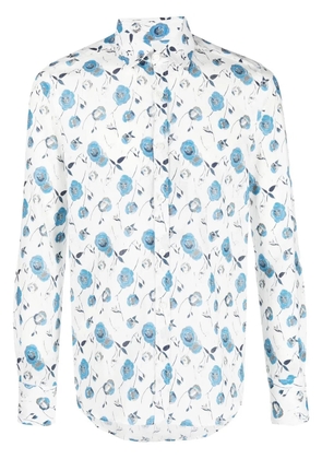 Canali floral print classic shirt - White