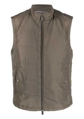 Canali high-neck zip-up gilet - Green