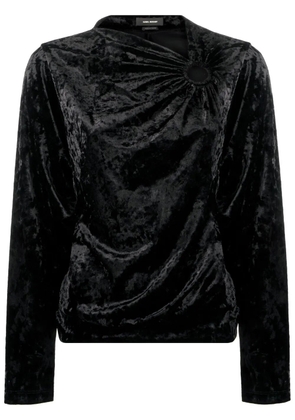 ISABEL MARANT crushed-velvet long-sleeve top - Black