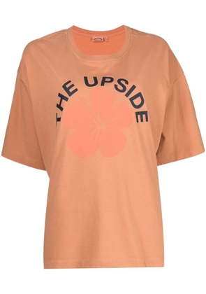 The Upside Laura flower logo print cotton T-shirt - Brown