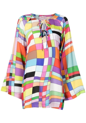 Amir Slama graphic-print long-sleeved dress - Multicolour