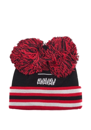 adidas pompom striped beanie hat - Black