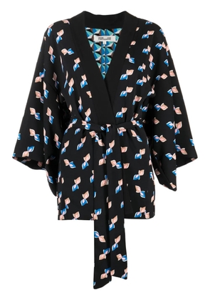 DVF Diane von Furstenberg graphic-print belted kimono - Blue