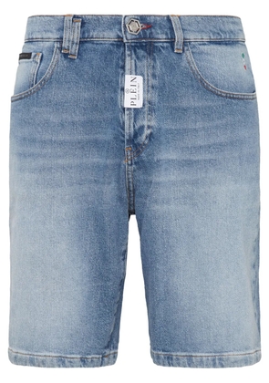 Philipp Plein logo-appliqué denim shorts - Blue
