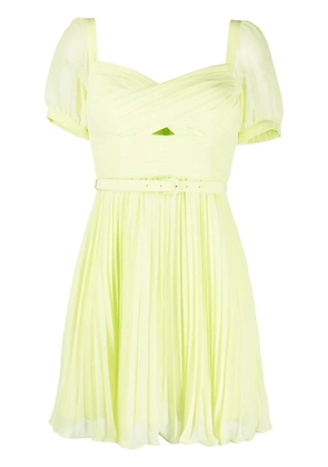 Self-Portrait pleated chiffon minidress - Green
