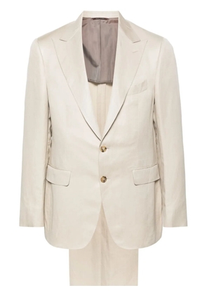 Canali single-breasted linen-blend suit - Neutrals
