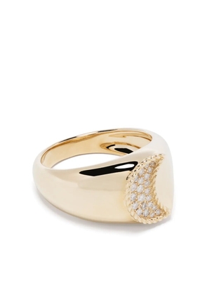 Yvonne Léon 9kt yellow gold Chevalière Lune diamond signet ring