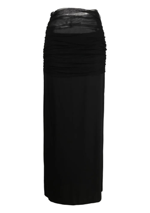 Christopher Esber tulle-trim ruched maxi skirt - Black