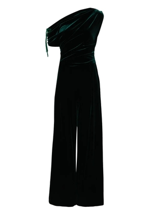Talbot Runhof gathered-detailed velvet jumpsuit - Green