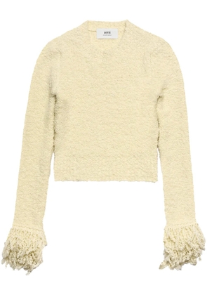 AMI Paris fringed-trim cropped jumper - Neutrals