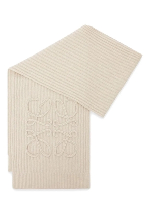 LOEWE Anagram ribbed scarf - Neutrals