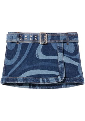 PUCCI Marmo-print denim miniskirt - Blue